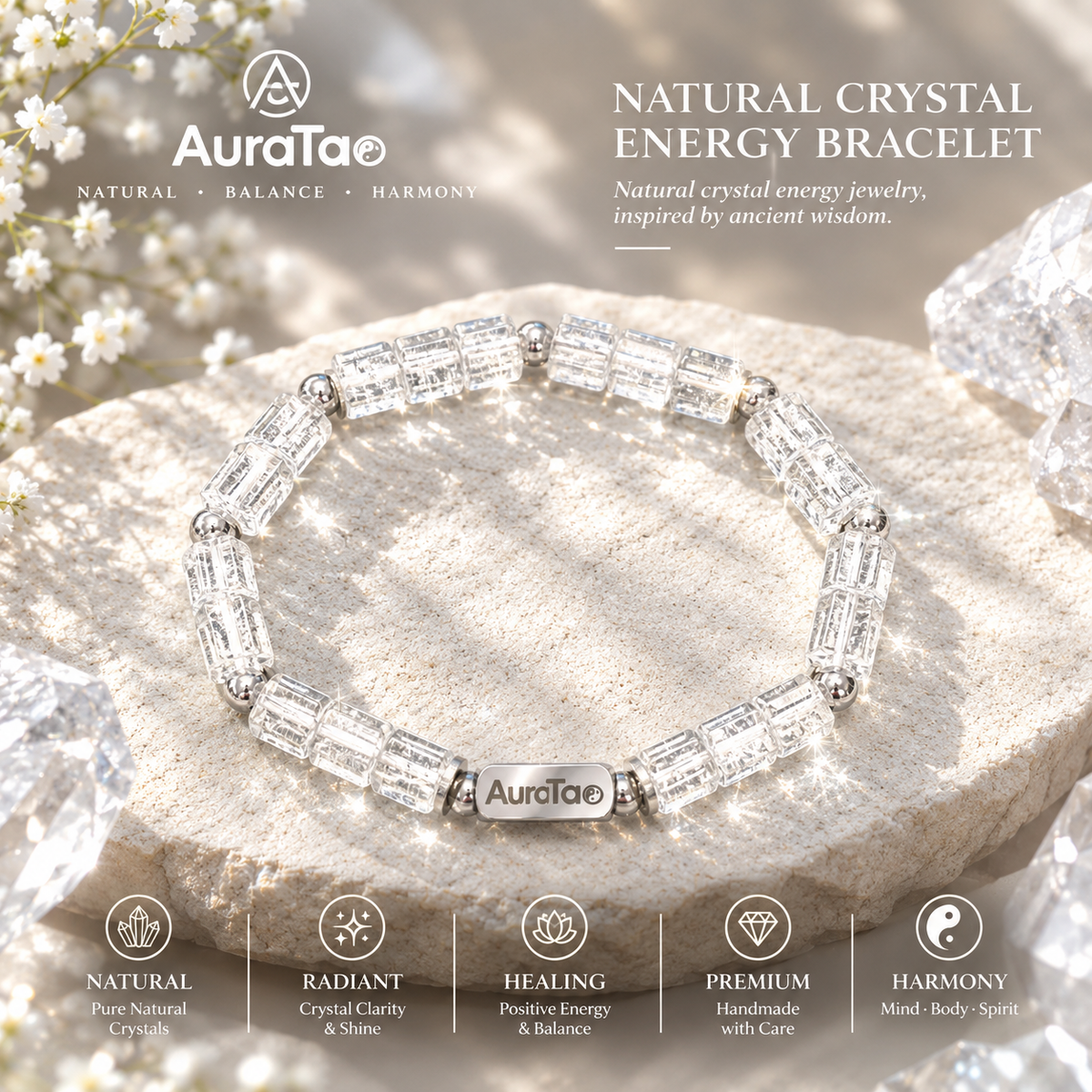 Clear Quartz Harmony Bracelet"Metal"