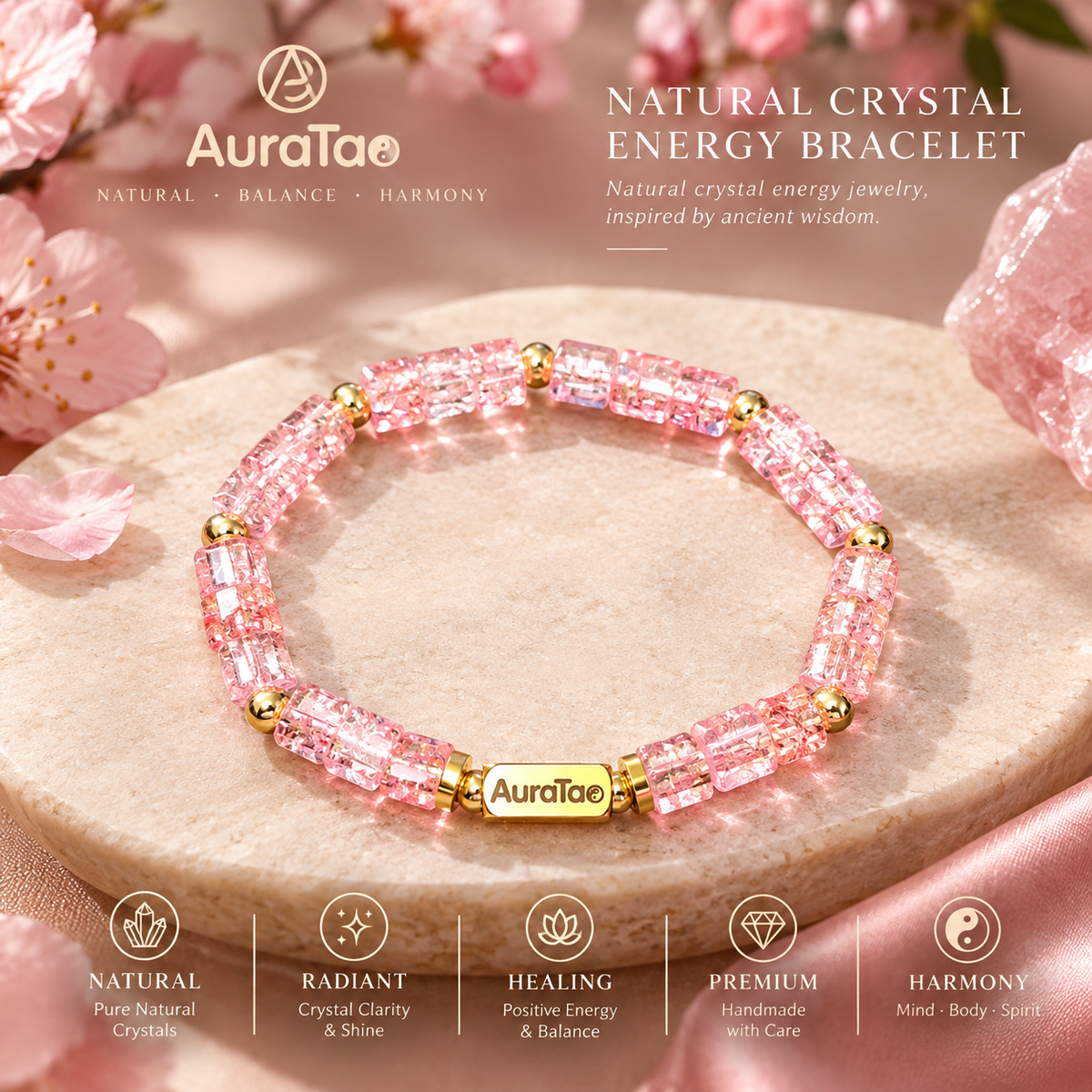 Rose Quartz Harmony Bracelet"Fire"