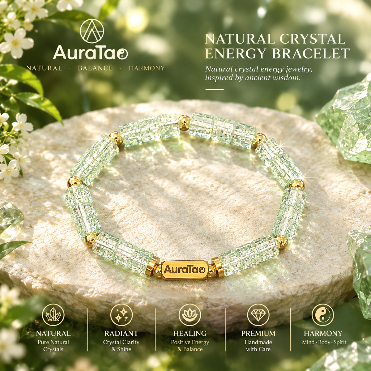 Green Quartz Harmony Bracelet"Wood"