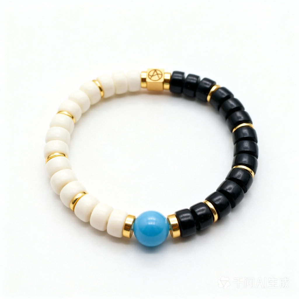 阴阳太极菩提海蓝宝手链（水元素）
